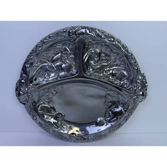 Vintage Arthur Court Bunny Child’s Divided Plate, Cup, And Two Sets Silverware Serveware